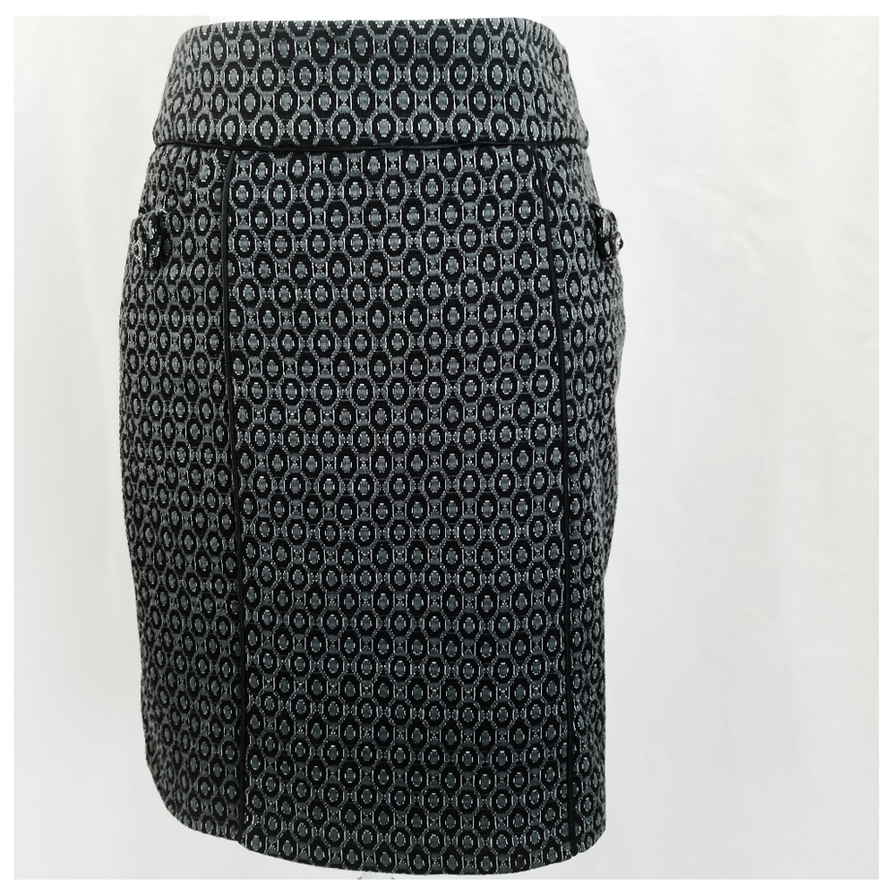 Black & Gray Geometric Pencil Skirt
